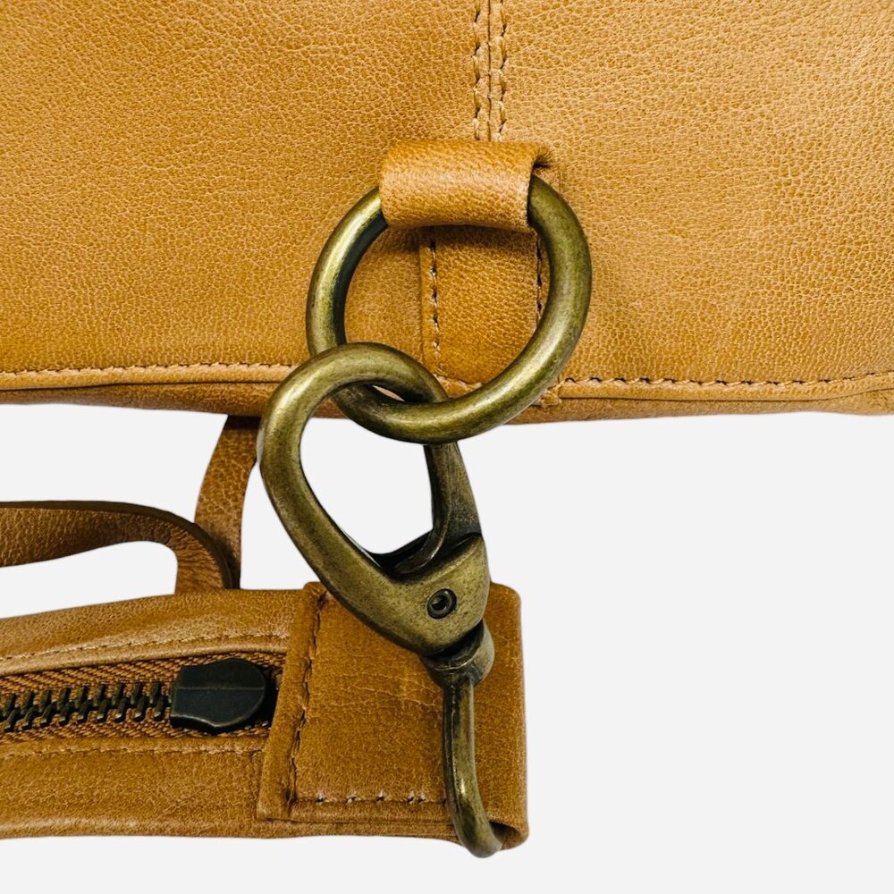 NWT Free People Break of Dawn 100% Leather Backpack Cognac Tan Tooled Sun - Picture 5 of 13